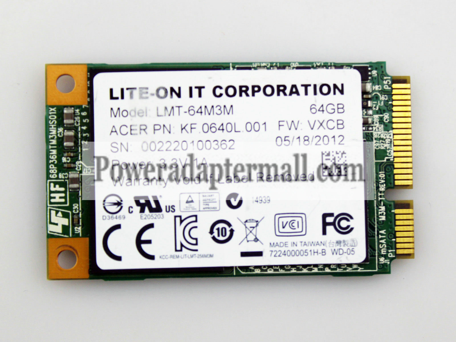 Lite-on it LMT-64M3M MSATA 64GB SSD Solid State Drive KF 0640L